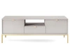 TV-Lowboard mit Schublade und Türen Amber Grau auf goldenen Beinen
