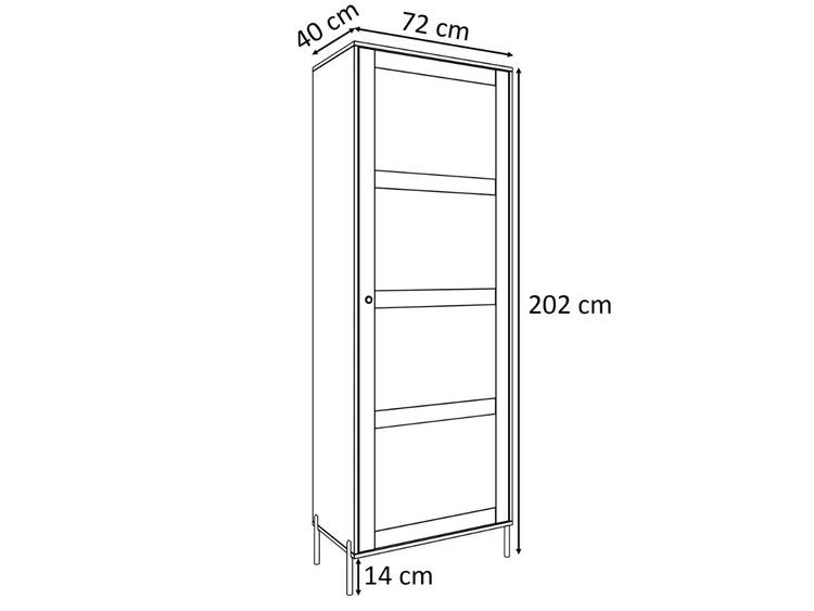 Standvitrine im Boho-Stil schmale Bellance Schwarz