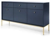 Kommode mit Türen sowie Schubladen mit Golden Metallbeinen 154 cm Amor Marineblau