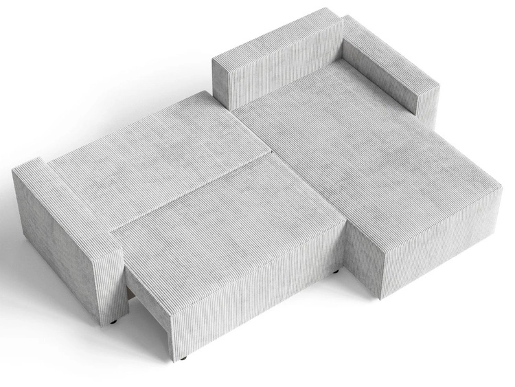 Ecksofa L-Form mit Schlaffunktion und Bettkasten Nivo Grau