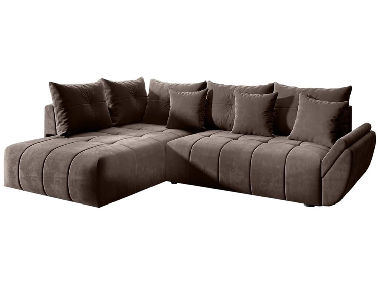 Ecksofa L-Form mit Schlaffunktion und Bettkasten Genoa Braun