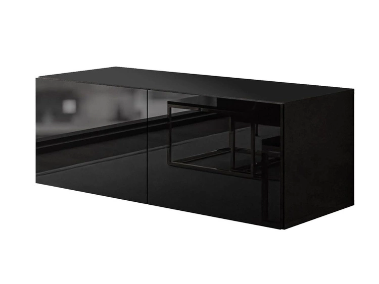 TV-Lowboard mit Türen 100 cm Nodoo Schwarz Hochglanz