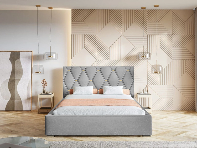 Polsterbett mit Bettkasten und Lattenrost 140x200 Tasso Grau