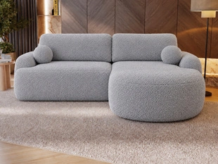 Ecksofa L-Form Rechts mit Schlaffunktion und Bettkasten Aurio Grau