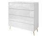 Kommode mit vier Schubladen und LED-Beleuchtung auf Goldenen Metallbeinen Nuveo Weiß Hochglanz