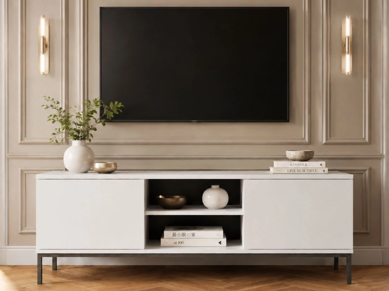 TV-Lowboard mit Türen 150 cm Soroko Weiß