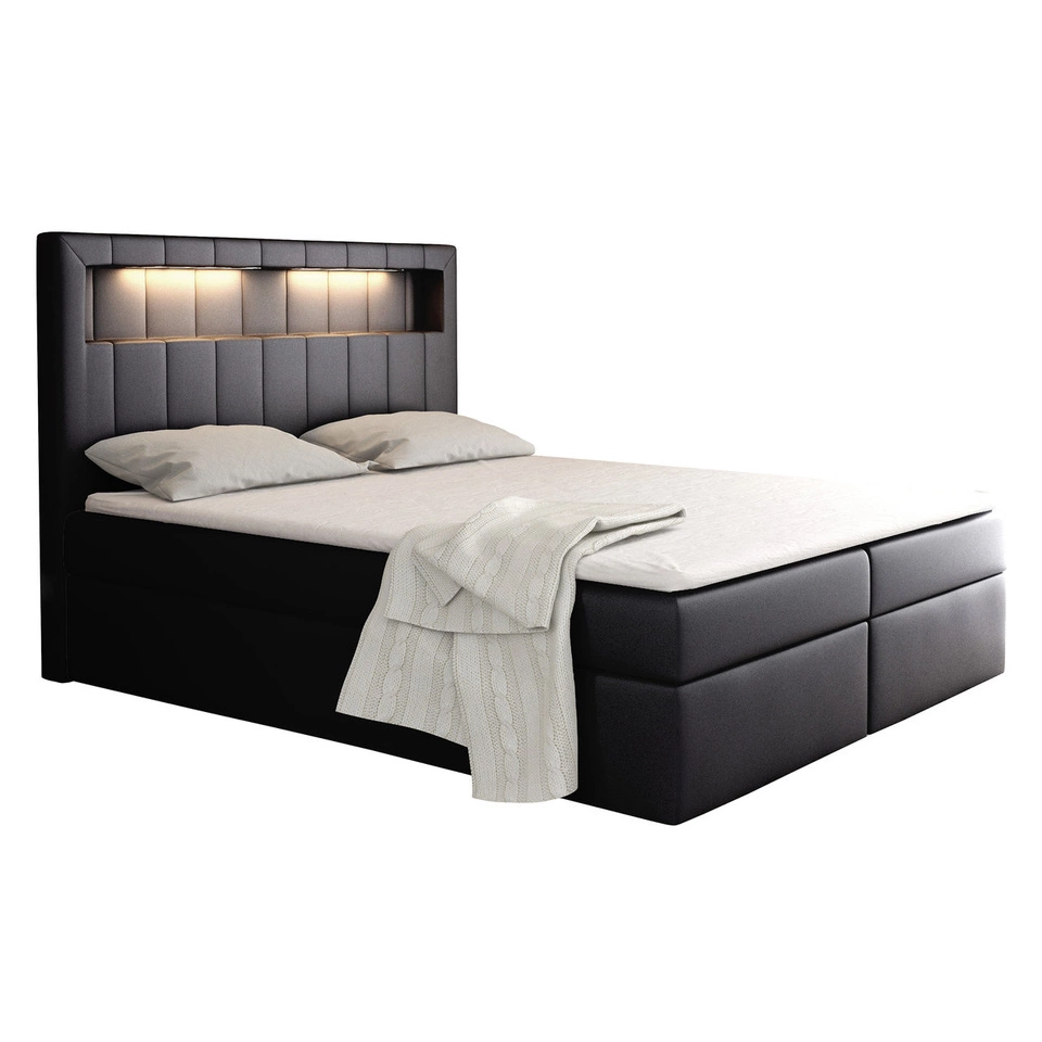 Boxspringbett mit LED 120x200 Alicja - Schwarz