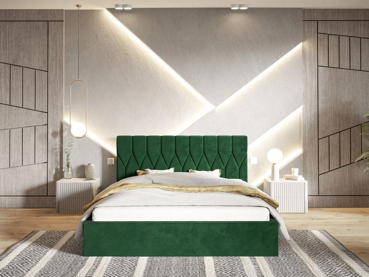 Polsterbett mit Bettkasten und Lattenrost 120x200 Gaja Grün