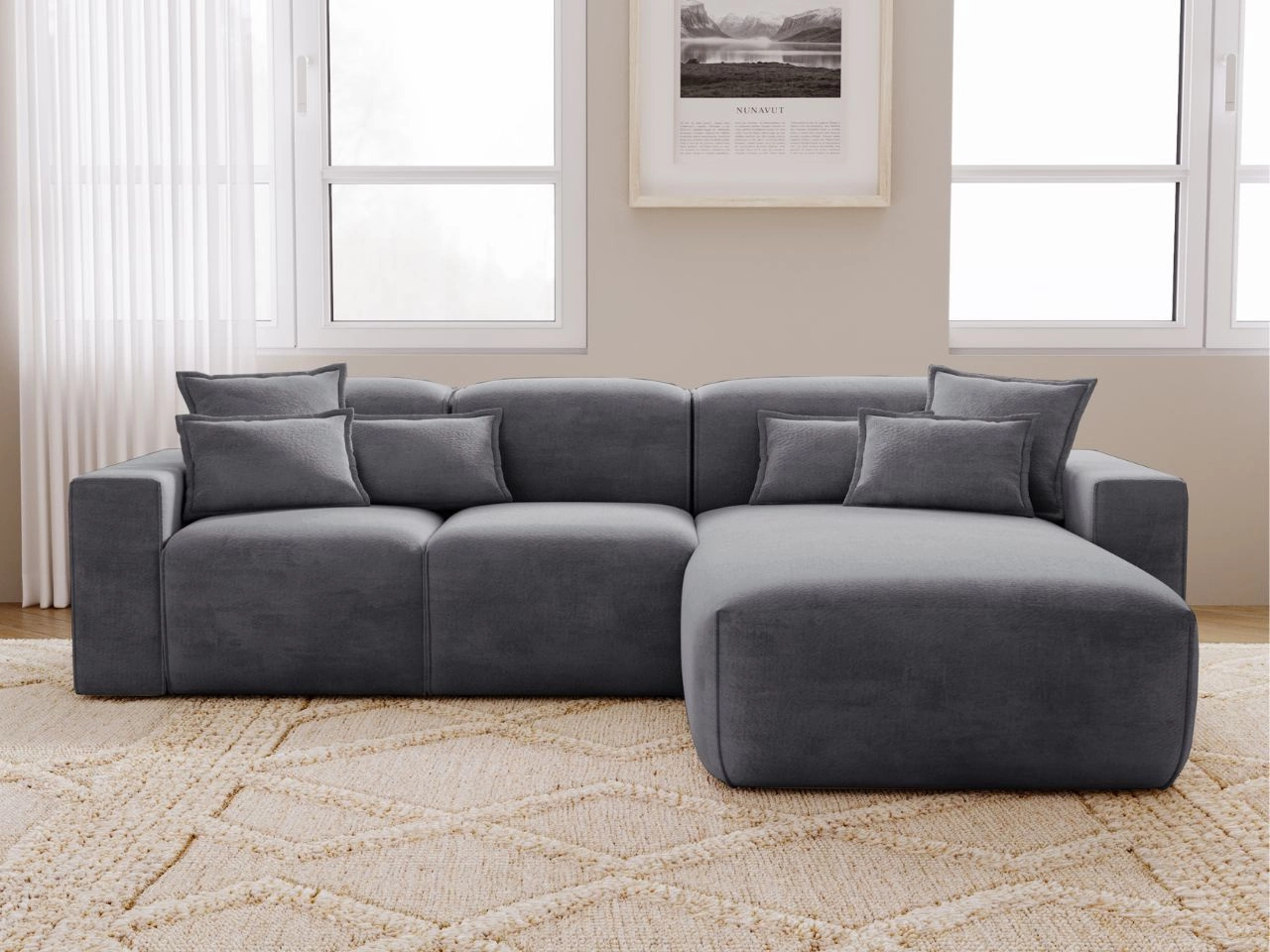 Ecksofa L-Form Rechts Moderne Ecksofa Leni Dunkelgrau