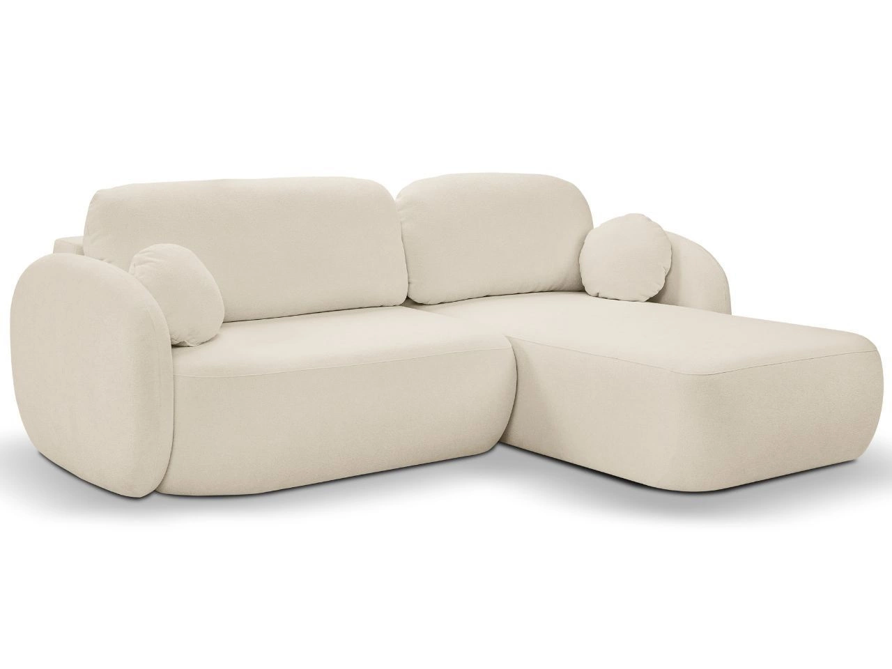 Ecksofa L-Form Rechts mit Schlaffunktion und Bettkasten Oreo Beige