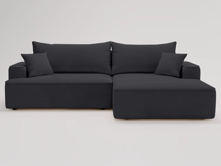 Ecksofa L-Form Rechts mit Schlaffunktion und Bettkasten California Schwarz