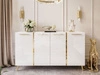 Viertürige Kommode 158 cm Glamour-Stil mit goldenen Griffen und Beinen Lunelie Weißglanz