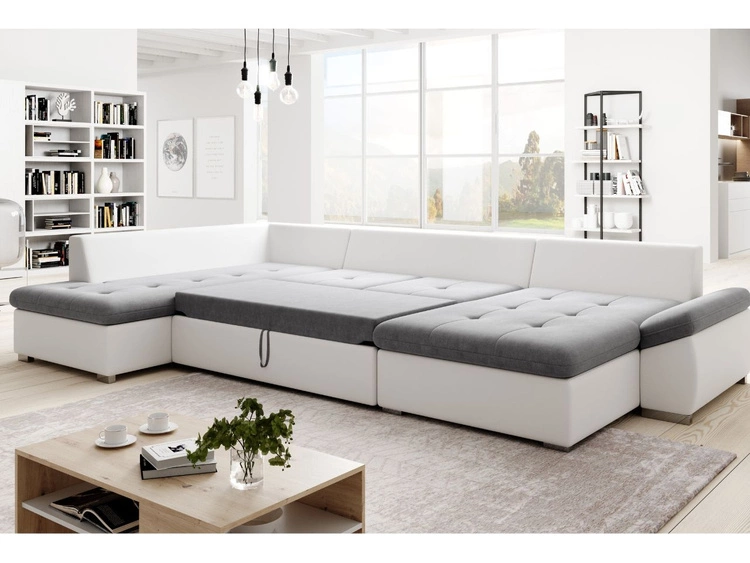Wohnlandschaft mit Schlaffunktion Links Moni U Schwarz, Weiß