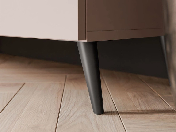 TV-Lowboard mit Türen und LED-Beleuchtung auf Schwarzen Metallbeinen 200 cm Noaé Kaschmir