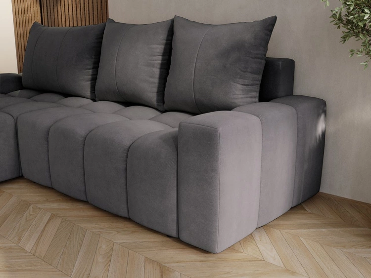 Ecksofa L-Form mit Schlaffunktion und Bettkasten Bresso Grau