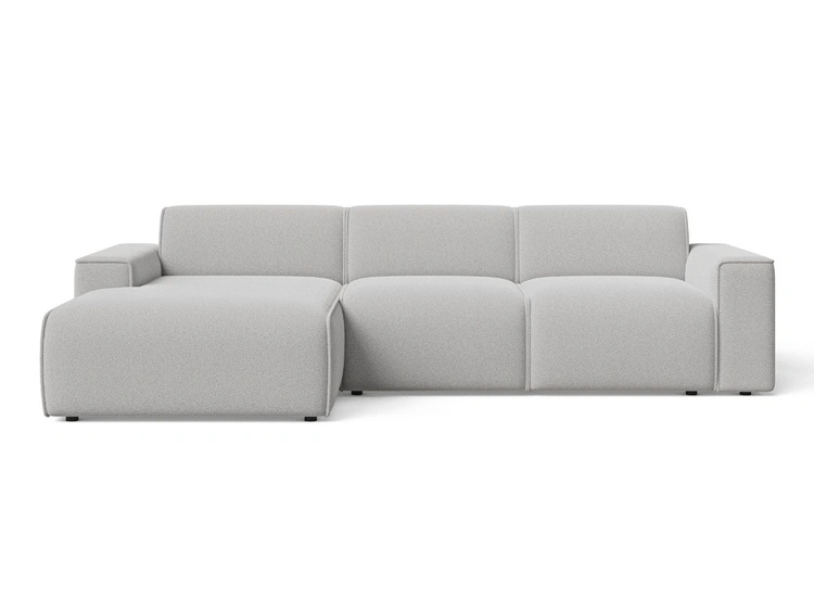 Ecksofa L-Form Links Lavia Bouclé-Stoff Grau