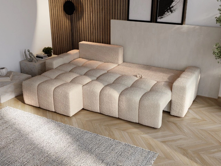 Ecksofa L-Form mit Schlaffunktion und Bettkasten Bresso Beige