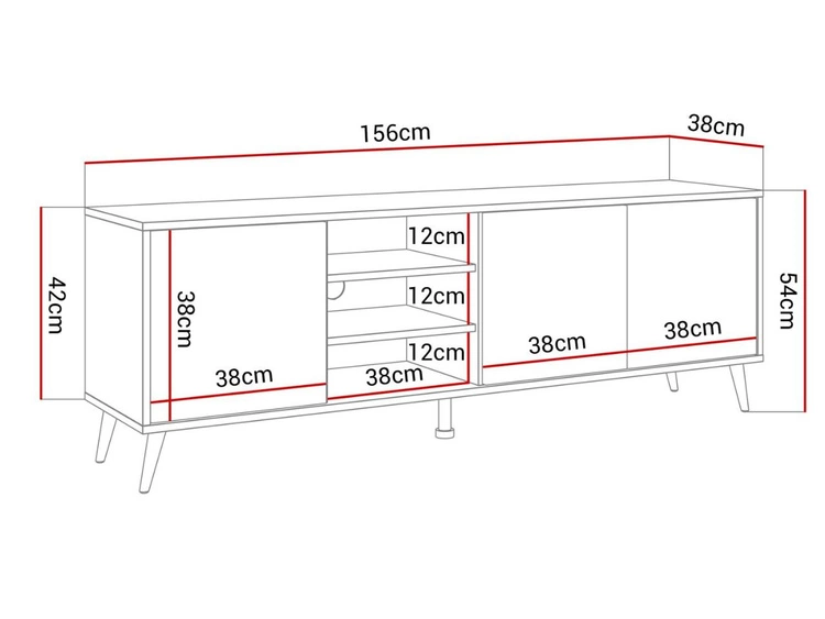 TV-Lowboard mit Türen silberne Beine Vivance Weiß Hochglanz