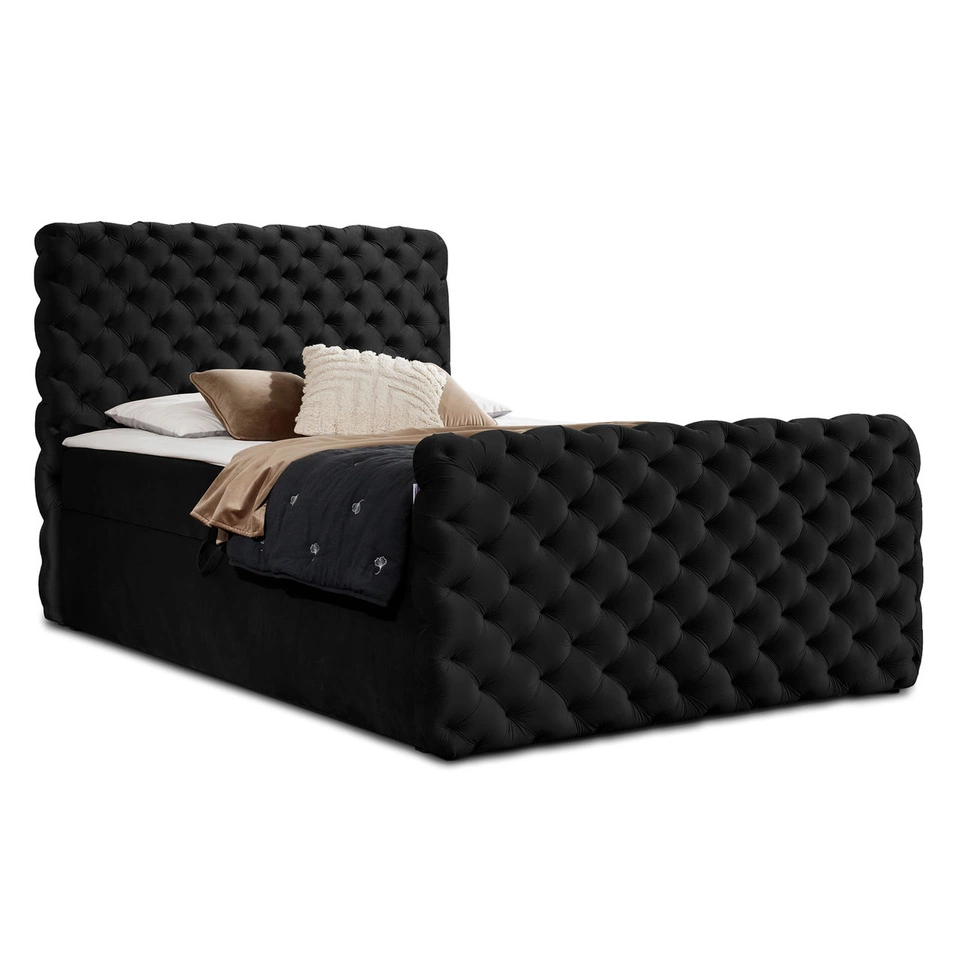 Boxspringbett mit Bettkasten & Matratze 160x200 Cleo Lux - Schwarz