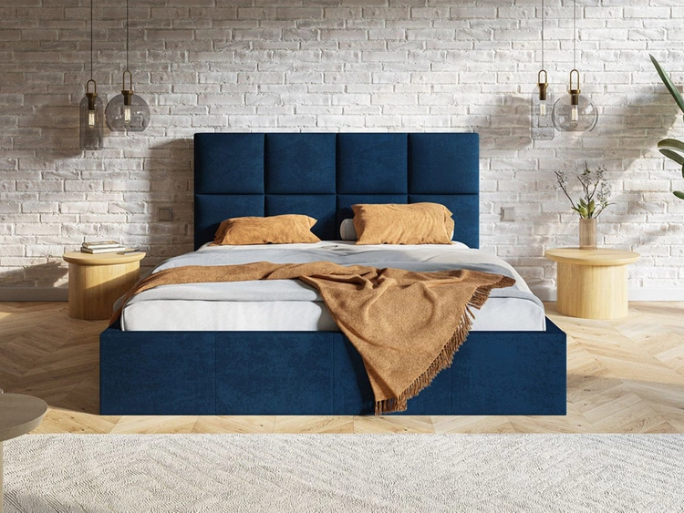 Polsterbett mit Bettkasten und Lattenrost 160x200 Malo Dunkelblau