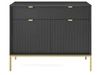 Kommode mit Türen und Schubladen Amber Schwarz, Gold Frame