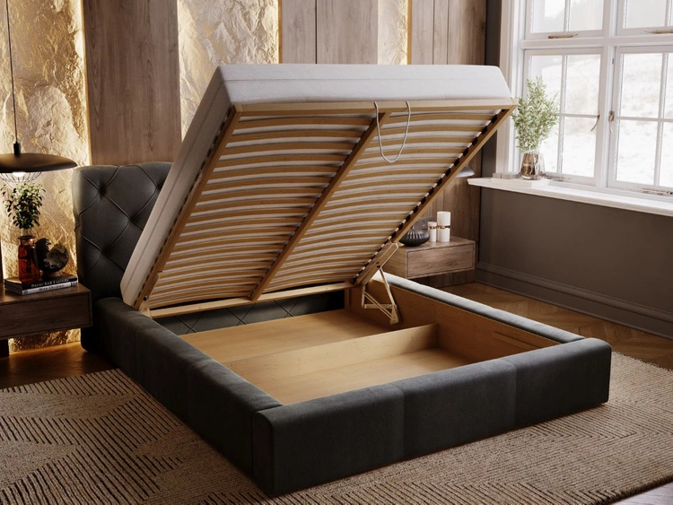 Polsterbett mit Bettkasten und Lattenrost 120x200 Milano Anthrazit