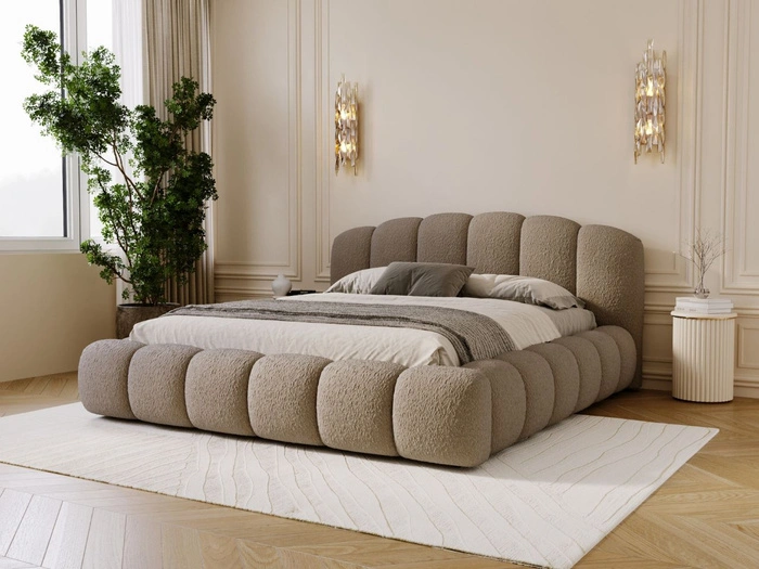 Polsterbett mit Stauraum und Lattenrost 200x200 Cloud Soft Braun