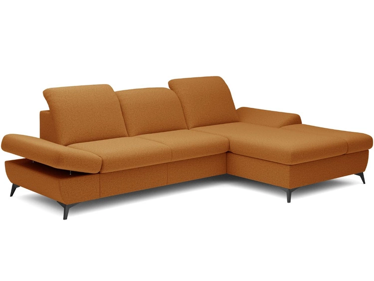 Ecksofa L-Form Rechts mit Schlaffunktion und Bettkasten Hannover Orange