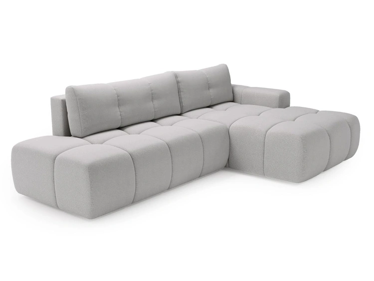 Ecksofa L-Form Rechts mit Schlaffunktion und Bettkasten Montero Grau