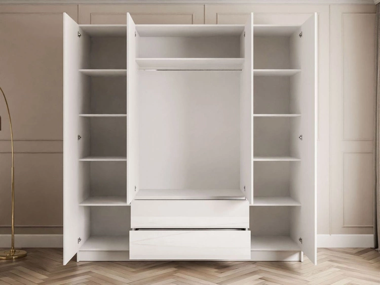 Kleiderschrank mit Drehtüren Ameli Weiß Hochglanz