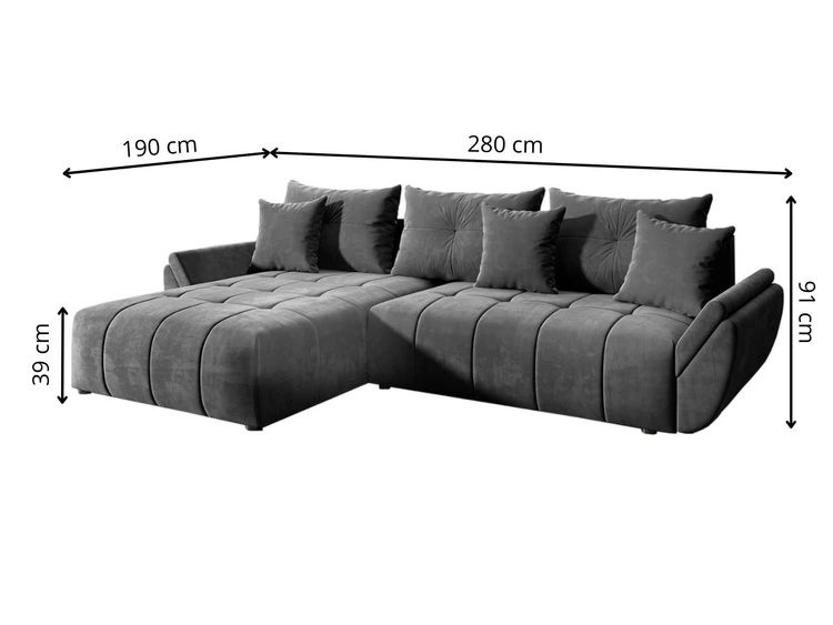 Ecksofa L-Form mit Schlaffunktion und Bettkasten Decor L Gelb
