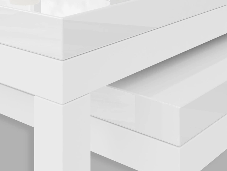 Couchtisch auf weißem Gestell Asumi Weiß Hochglanz 40x46