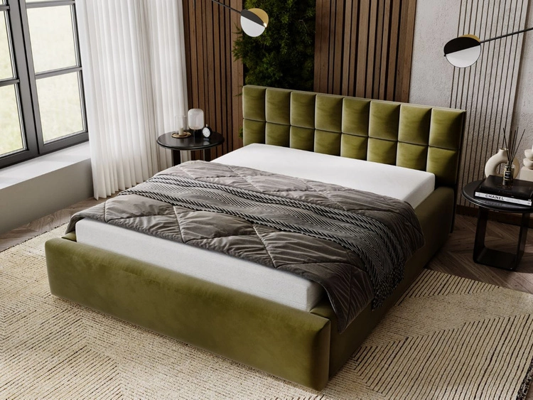 Polsterbett mit Bettkasten und Lattenrost 160x200 Hugo Grün