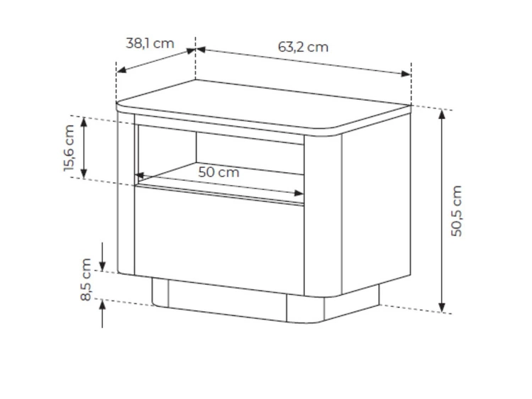 Nachttisch mit Schublade Fascino Eiche Cremona, Schwarz