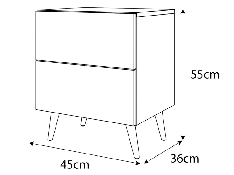 Nachttisch mit Schubladen auf Silbernen Metallbeinen Noaé Lux
