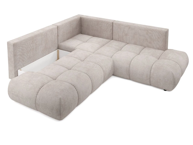 Ecksofa mit Schlaffunktion und Bettkasten Links Kair Beige