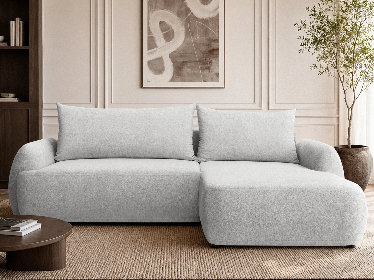 Ecksofa L-Form mit Schlaffunktion und Bettkasten Levio Grau