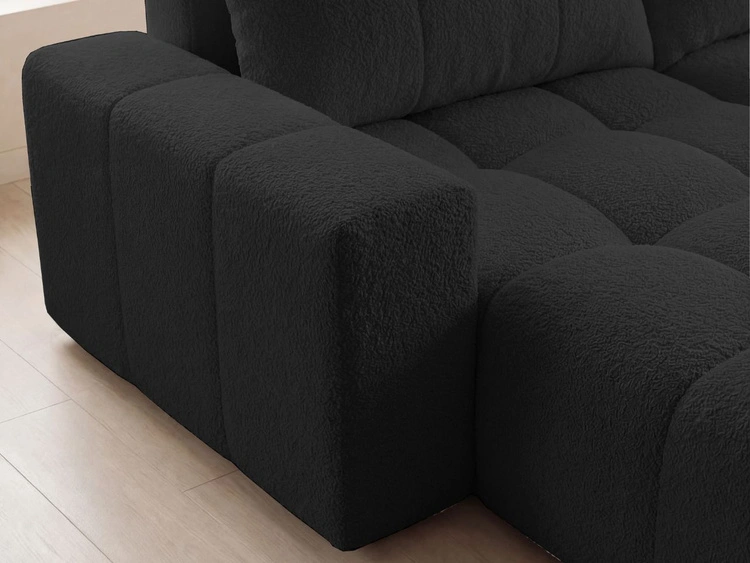Ecksofa L-Form mit Schlaffunktion und Bettkasten Bresso Schwarz