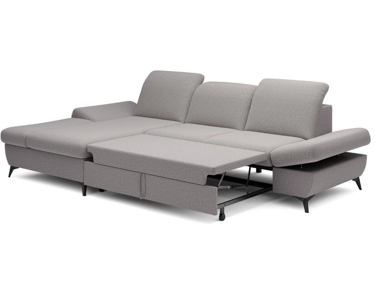 Ecksofa L-Form Links mit Schlaffunktion und Bettkasten Hannover Grau