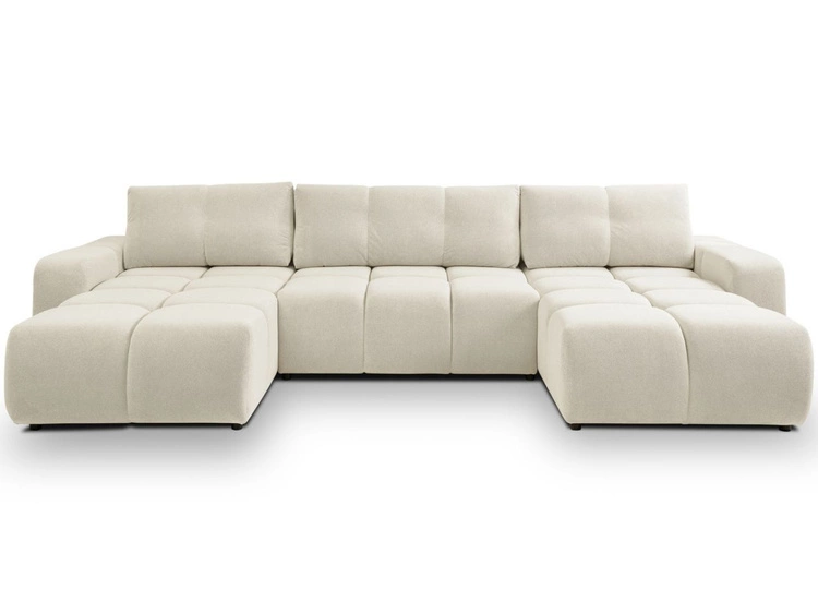 Wohnlandschaft mit Schlaffunktion und Bettkasten Sile U Hellbeige