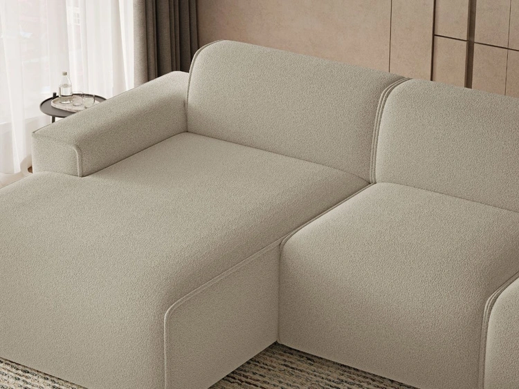 Ecksofa L-Form Links Lavia Bouclé-Stoff Beige