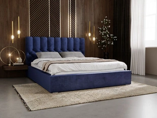 Polsterbett mit Bettkasten und Lattenrost 200x200 Roma Dunkelblau