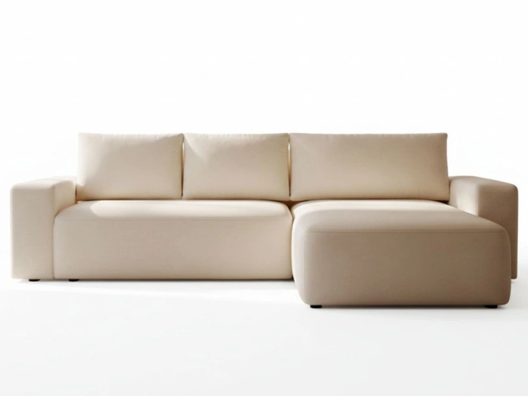 Ecksofa L-Form Rechts mit Schlaffunktion und Bettkasten Tazones Beige
