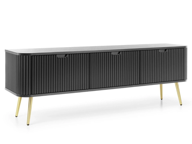 TV-Lowboard mit Türen Viva Schwarz auf Goldenen Beinen
