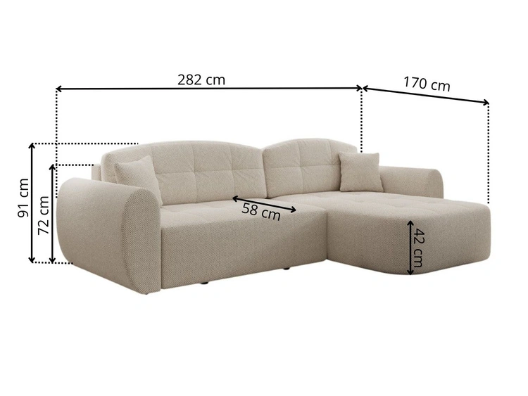Ecksofa L-Form mit Schlaffunktion und Bettkasten Avessio Grau