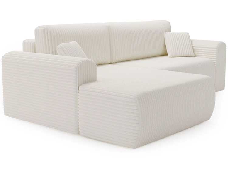 Ecksofa mit Schlaffunktion und Bettkasten Belvio links Creme