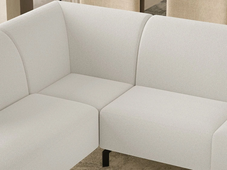 Ecksofa L-Form Links Regento Bouclé-Stoff Weiß