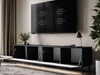 TV-Lowboard mit Türen und LED-Beleuchtung auf Schwarzen Metallbeinen 200 cm Noaé Schwarz Hochglanz