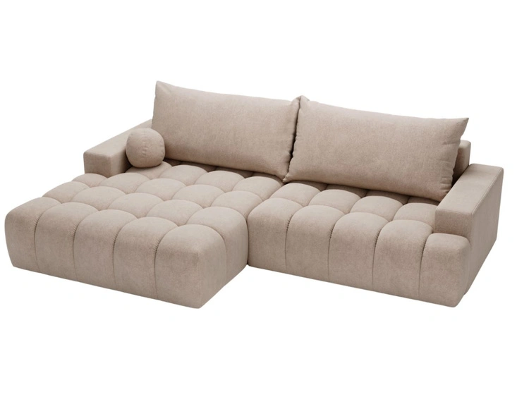 Ecksofa L-Form mit Schlaffunktion und Bettkasten Havi Links Beige