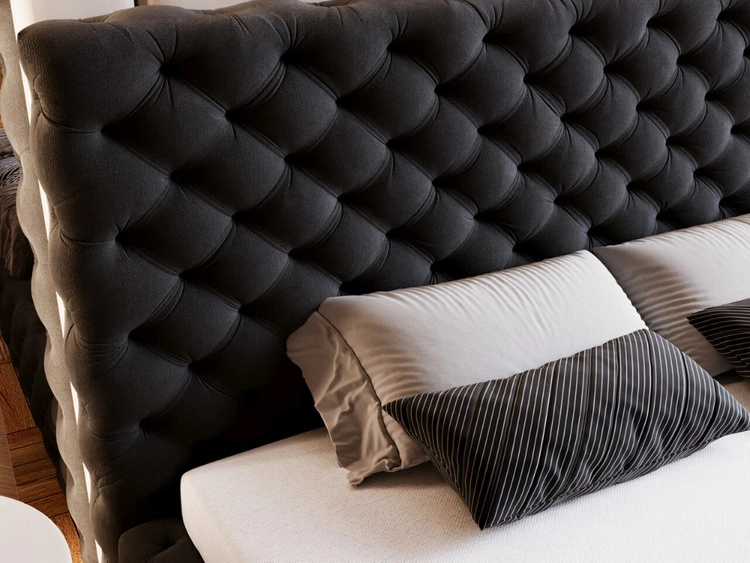 Polsterbett mit Bettkasten und Lattenrost 140x200 Astra Schwarz